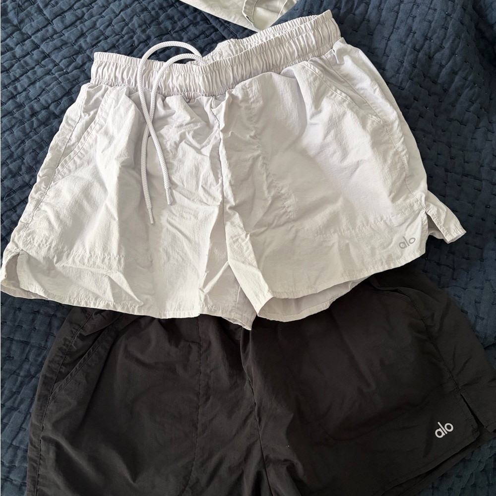 alo White and Black Athletic Shorts Set